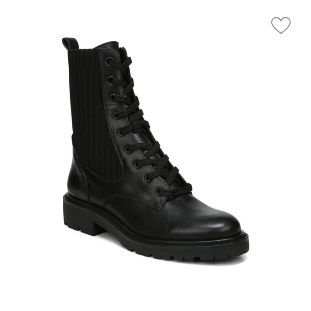Sam Edelman Lydell Lug Sole Leather & Knit Combat Boots
